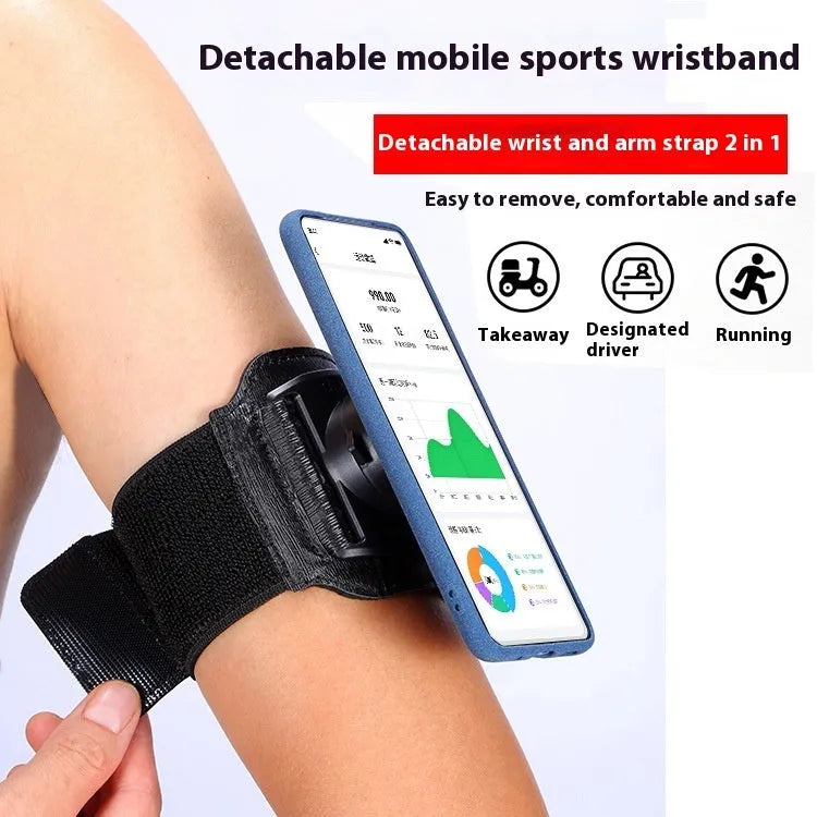 Black mobile phone holder wrist strap for takeaway delivery and sports with adjustable strap