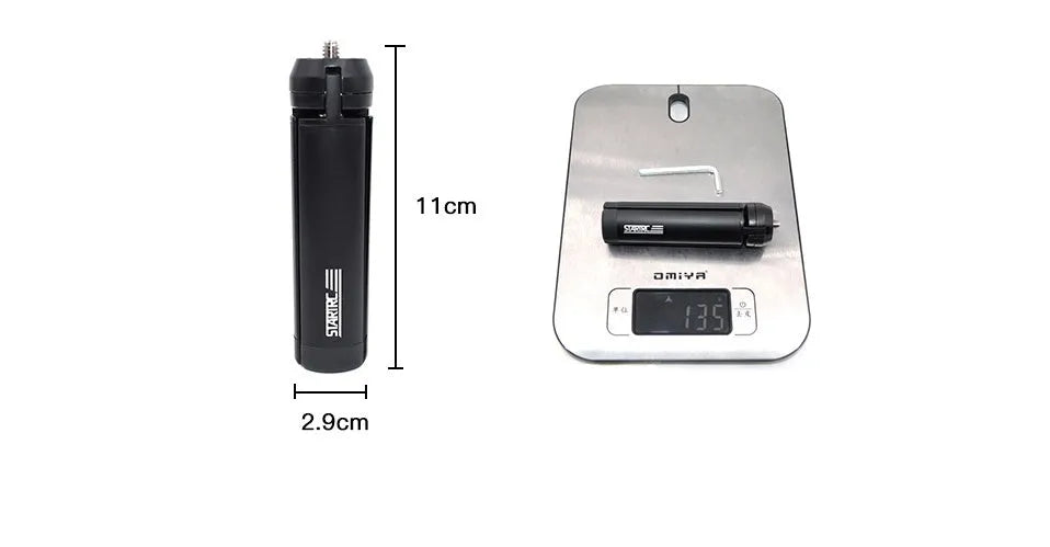 Silver aluminium alloy clip bracket for mounting an Apple iPhone onto a table-top tripod.