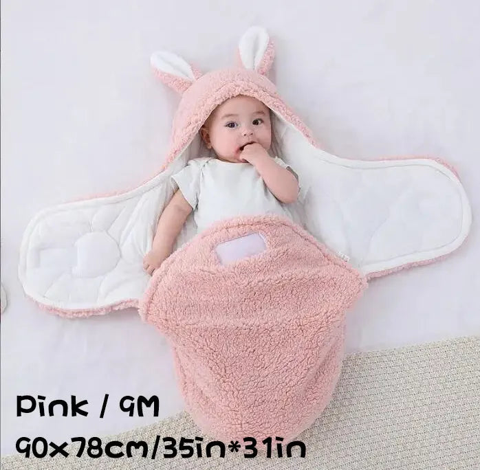 Adjustable baby sleeping bag swaddle blanket in fleece with velcro closure