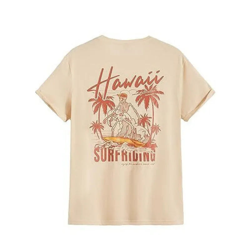 Men's printed short-sleeved street sports T-shirt on a hanger, showing one of the 10 digital print colour styles.