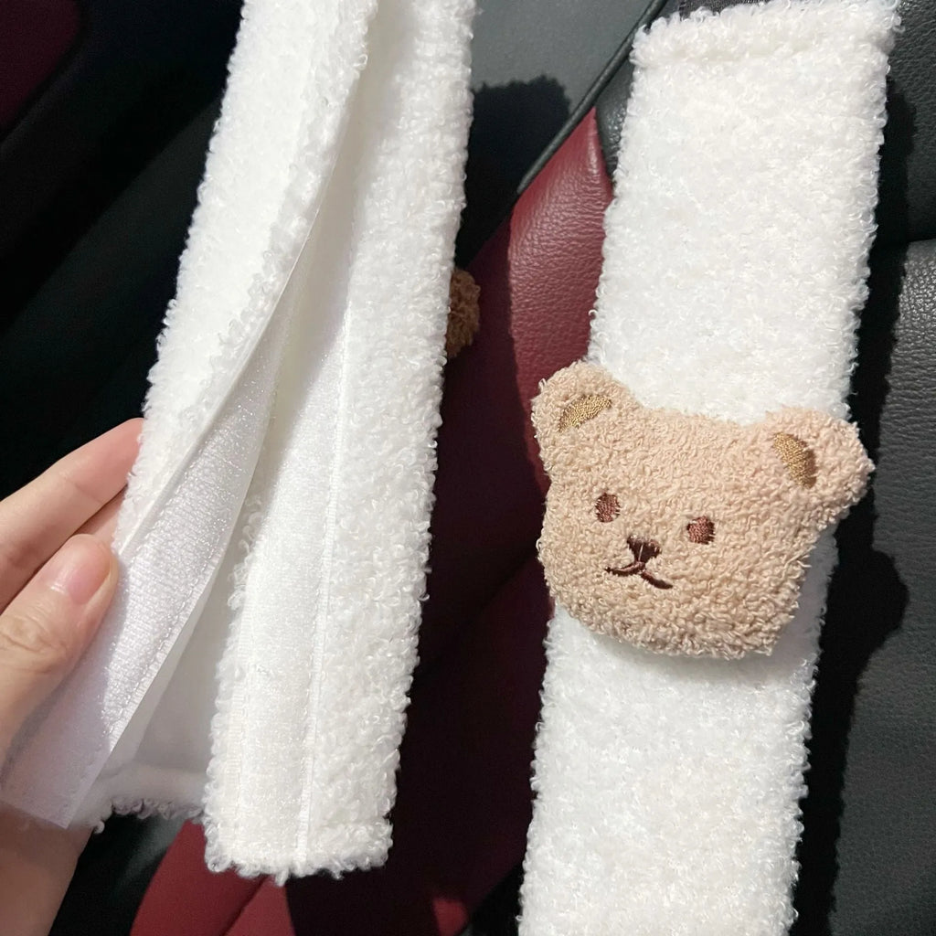 Cartoon bear shoulder seat belt protective cover in plush material