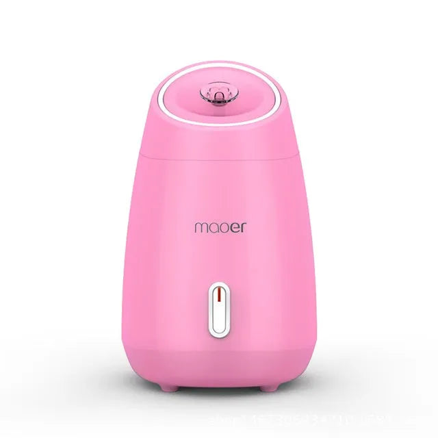 Nano ionic face steamer in pink or white for facial hydration and blackhead removal