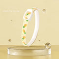 Adjustable pet flea collar for dogs and cats in green, pink, and yellow, sizes S M L