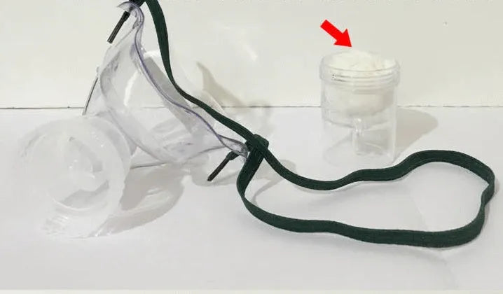 A soft rubber strap mask aid for securing standard face masks behind the head.