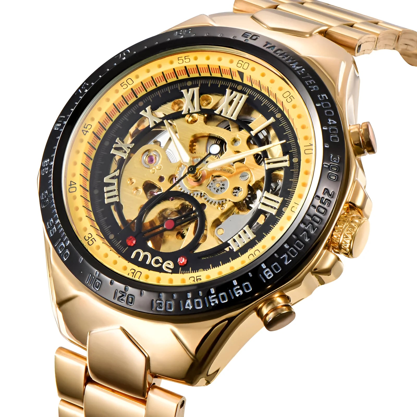 MCE men's mechanical watch with explosion-proof metal case and traditional dial
