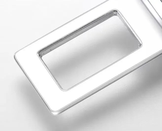 Car safety plug with bayonet belt extension joint in zinc alloy plating, chrome colour, no car logo