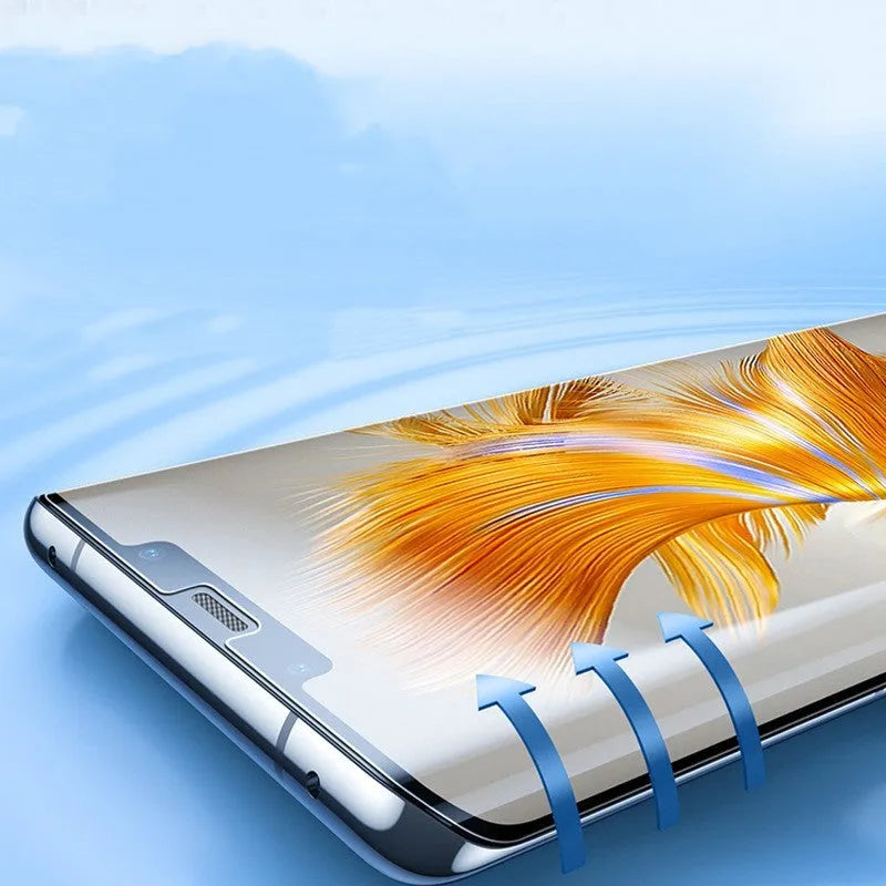 Huawei Mate60 Pro TPU screen protector kit with application tools on a white background.