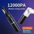 Wireless rechargeable car vacuum cleaner with tyre pressure measurement in black