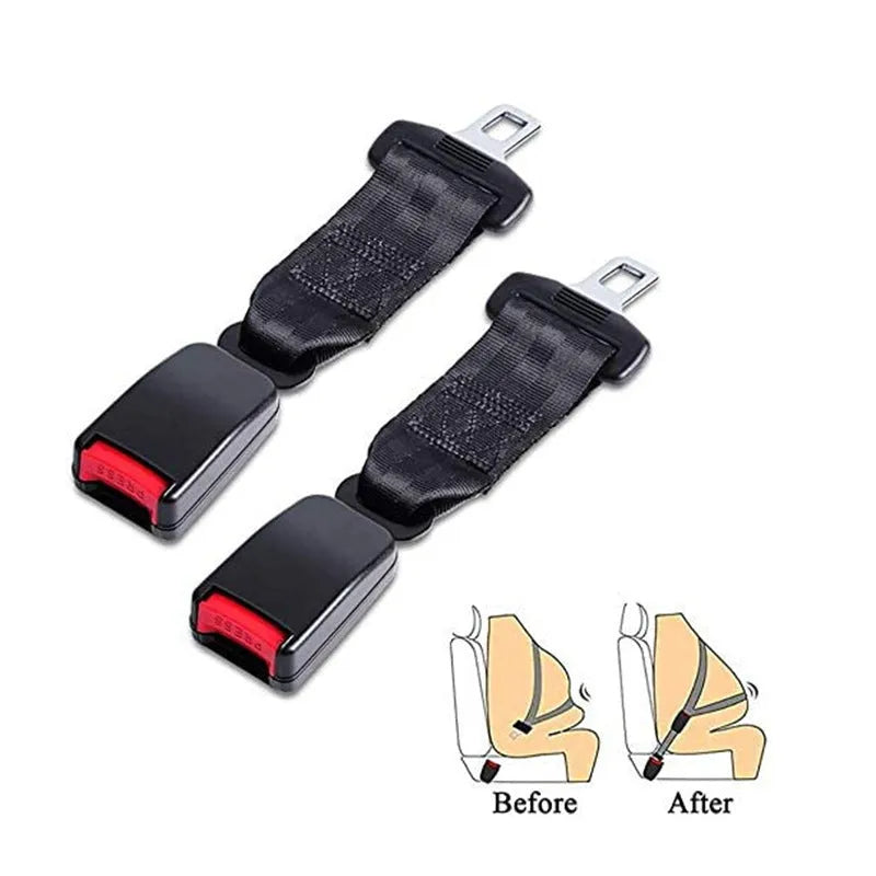 Black 36cm car seat belt extender for children and pregnant women with 21mm belt insert compatibility