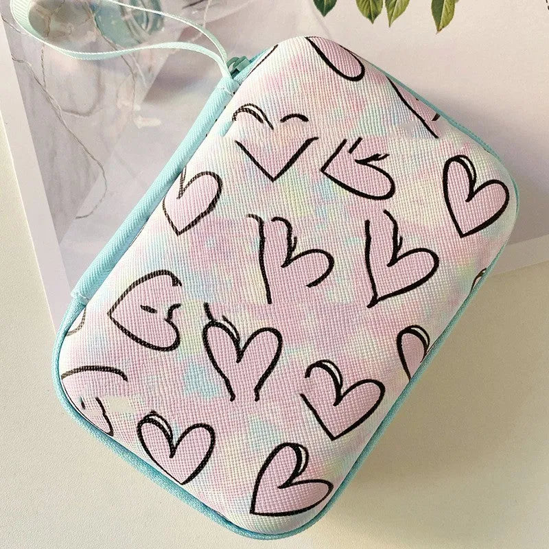 EVA double-layer storage box 14.5x10cm for earphones and digital accessories with printed designs