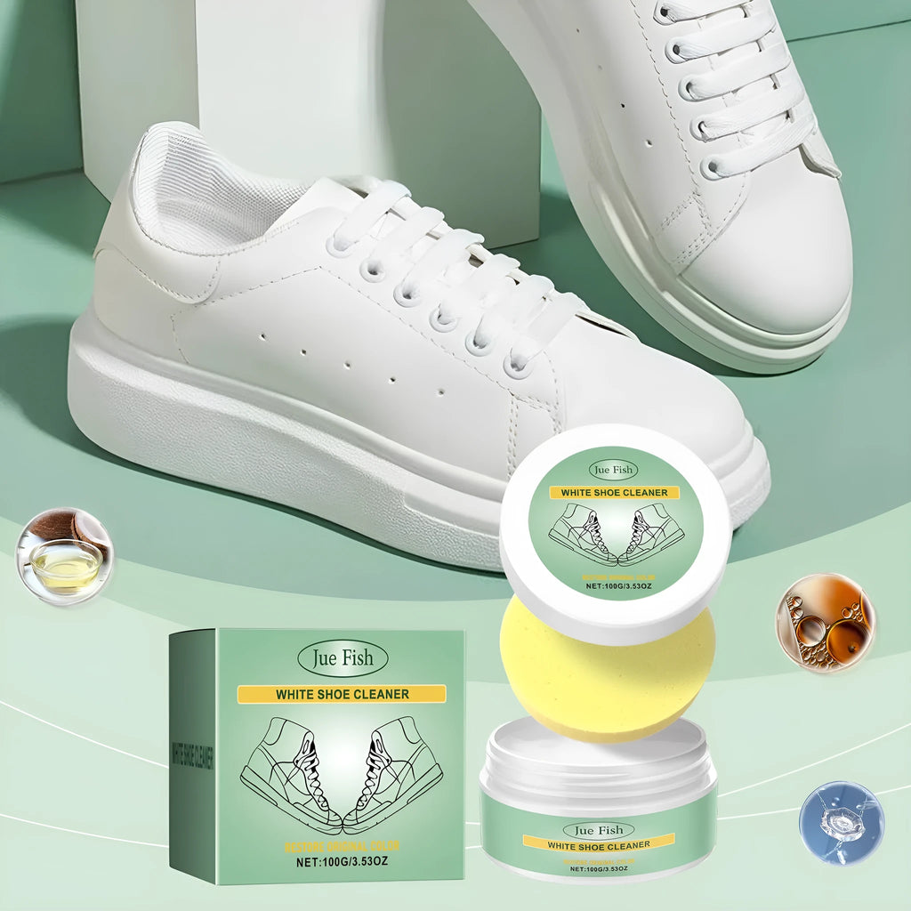 White shoes cleaning cream 100g tube with sponge, portable trainer maintenance kit
