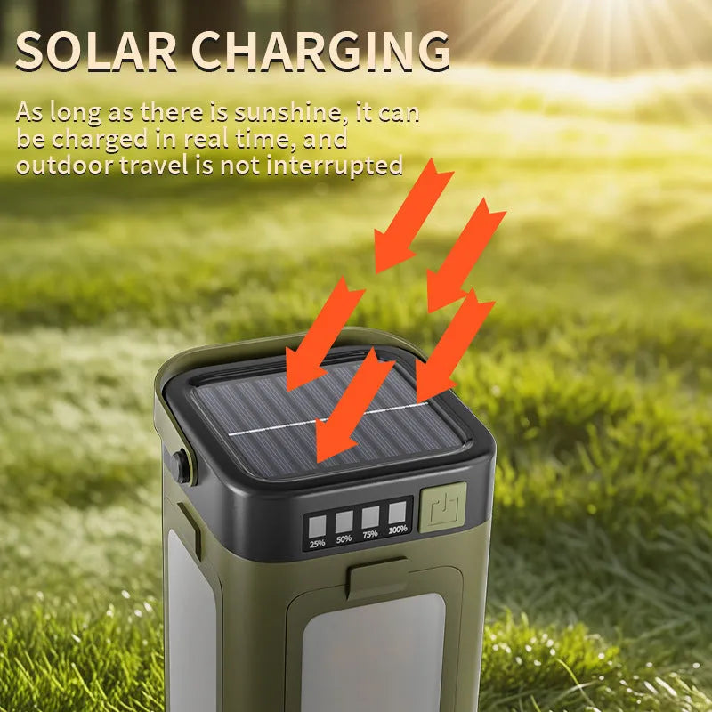 LY24 four-leaf folding solar camping lamp with 2000mAh battery and press switch