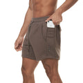 Men's five-point cotton sports shorts in army green, black, white and khaki for running and training