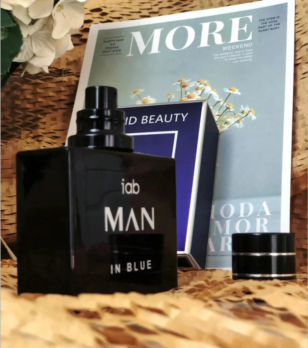 50ml glass bottle of men's citrus perfume with spray applicator