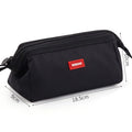 Large Oxford cloth pencil case with double zipper open, showing spacious interior, in yellow colour.