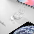 Translucent clamshell-style Bluetooth earphone replacement case in clear, gold, black, and purple colours.