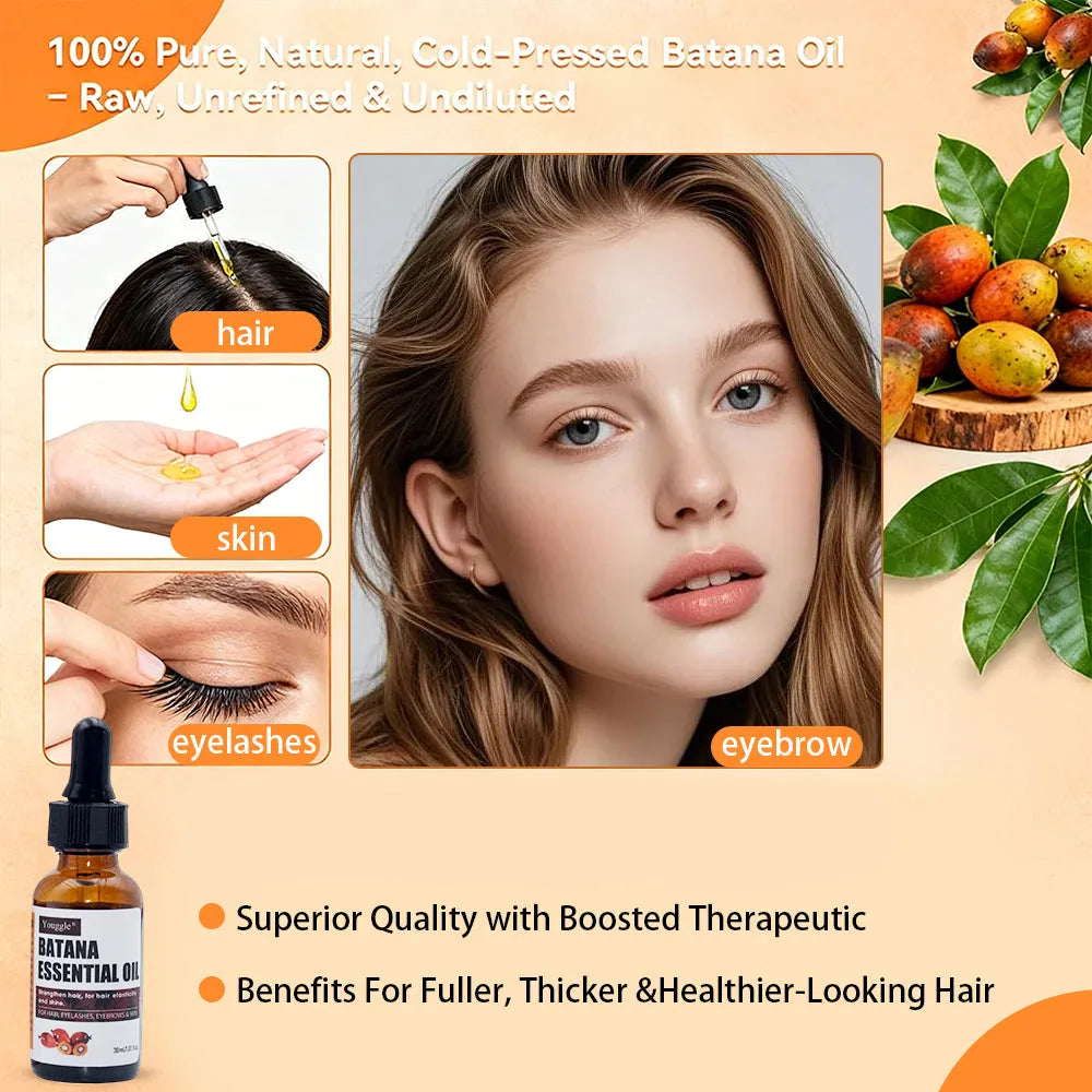 30ml bottle of organic batana essential oil for hair repair and growth