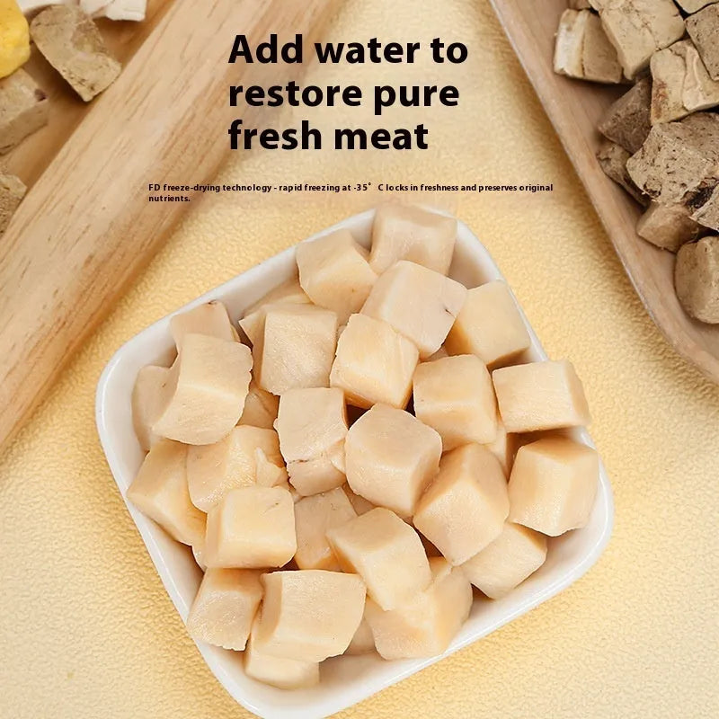 500g barrel of cat snacks with chicken grain, freeze-dried chicken yolk, chicken breast and fish options