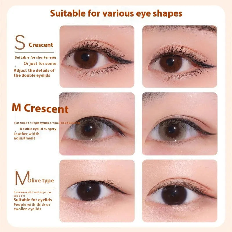 Double eyelid stickers roll with invisible lace material in crescent and olive shapes