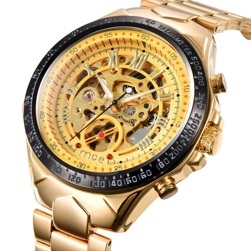MCE men's mechanical watch with explosion-proof metal case and traditional dial