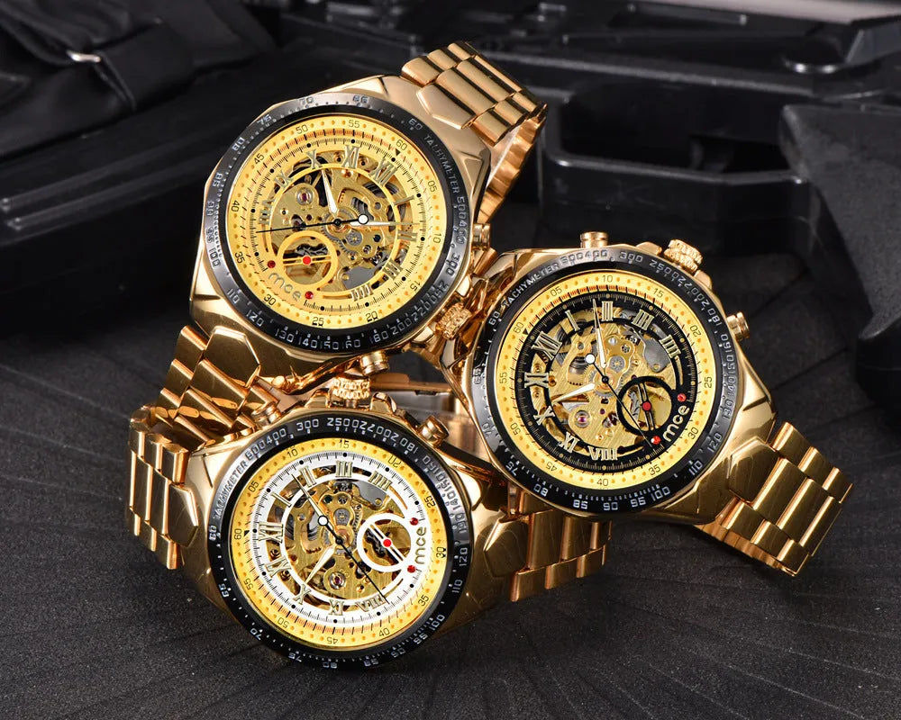 MCE men's mechanical watch with explosion-proof metal case and traditional dial
