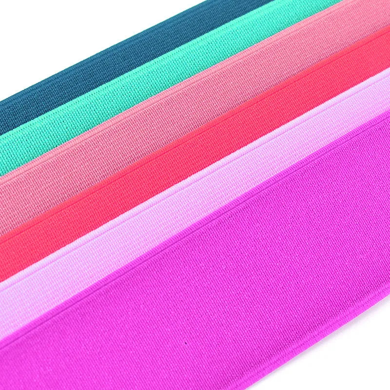 5cm wide rubber elastic band in ten fashion colours including black, brown and blues