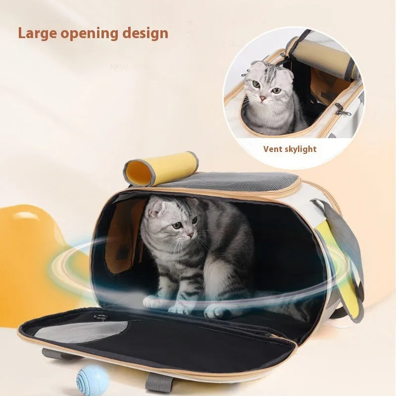Large foldable canvas pet carrier bag in black, green, or yellow with a single shoulder strap.