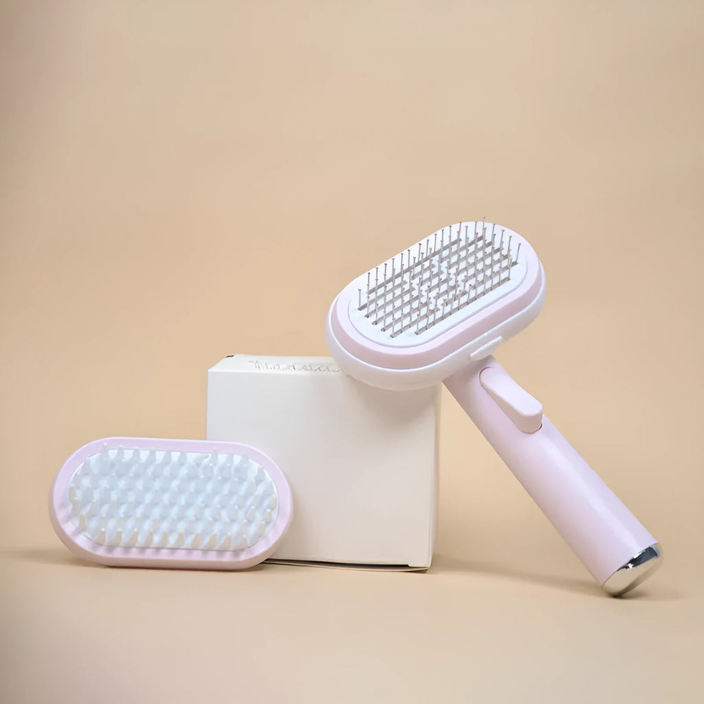 Pet hair removal steel needle comb brush in blue, ABS material, for dogs and cats