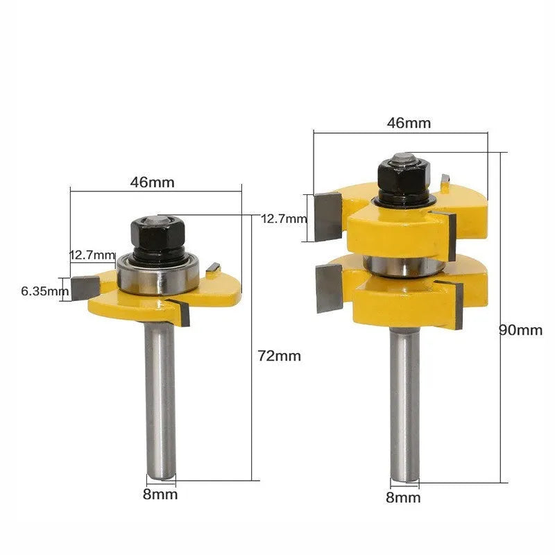 T-slot milling cutter with three-tooth T-shaped tenon jointing design and straight handle