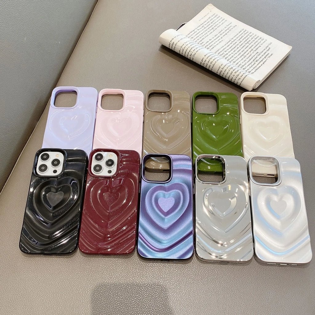 3D love wave pleated iPhone case in Milky White, TPU soft shell with shockproof, heat dissipation and anti-fingerprint features.
