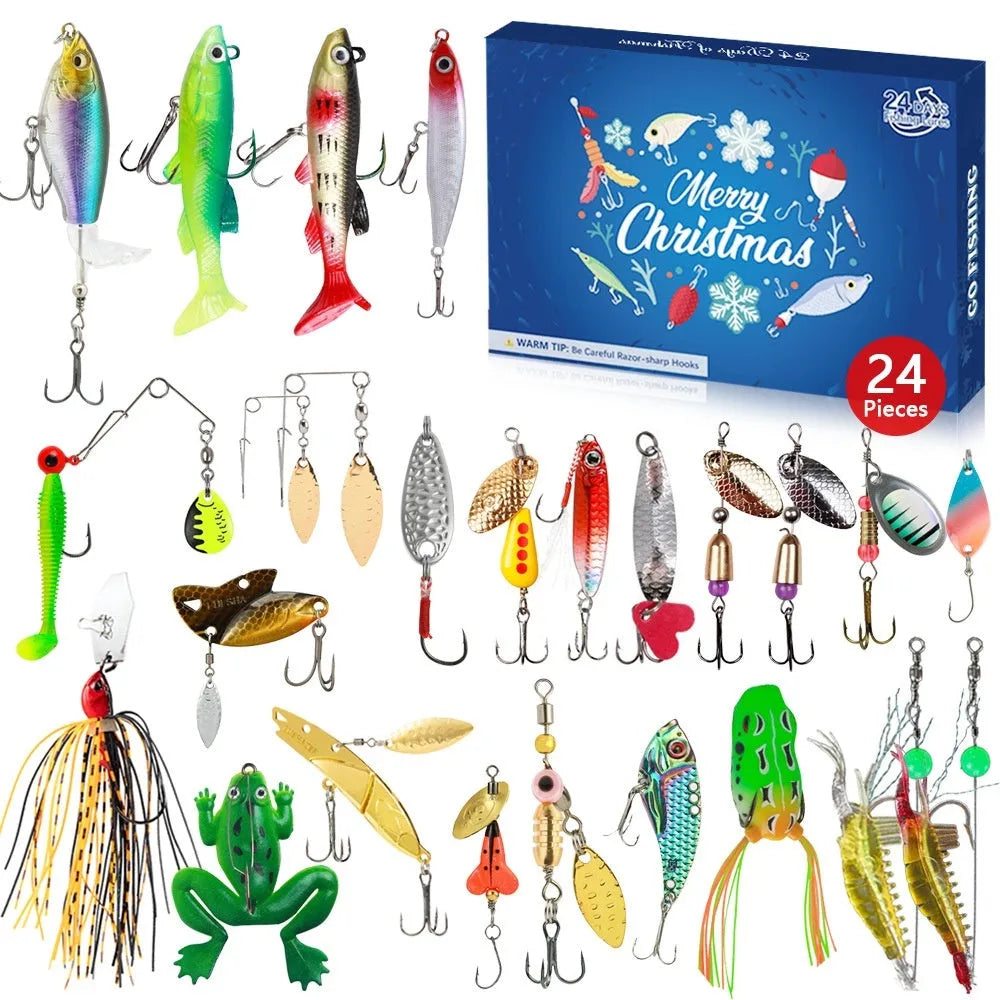 Blind box fishing gear Christmas gift set with 24 metal pieces and 426g pack weight