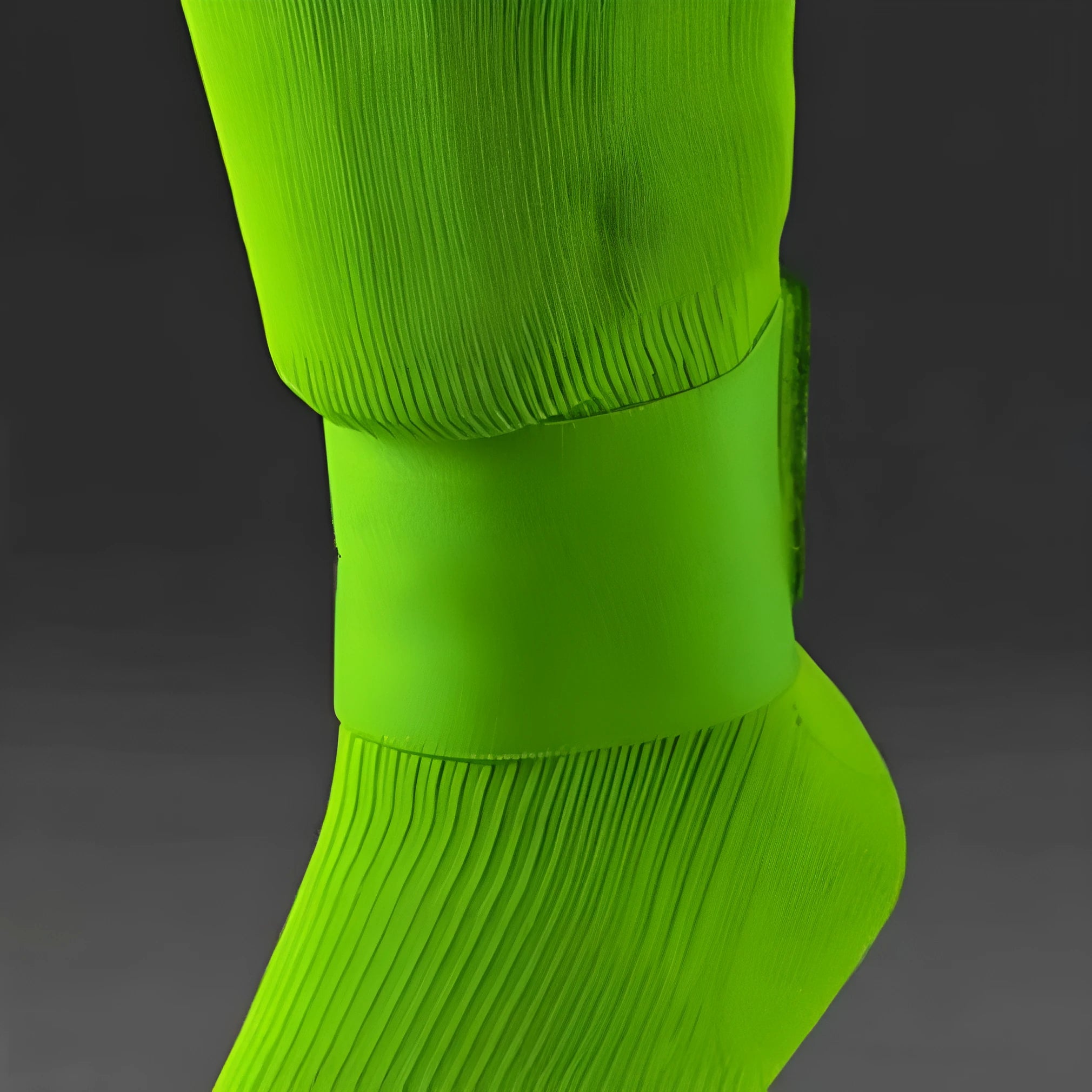 Red elastic rubber strap for securing football shin guards, shown at approximate size.