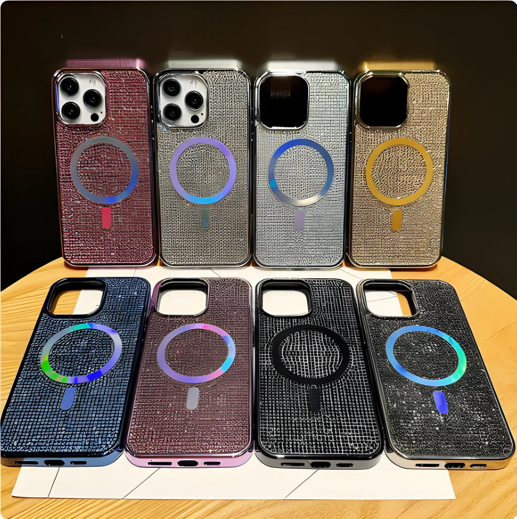 Rhinestone electroplating TPU phone case for iPhone 17 with diamond magnetic suction, black colour