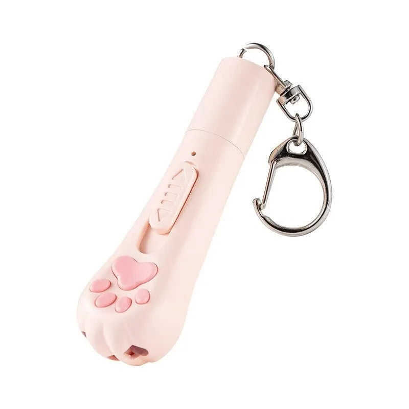 Self-charging cat teaser toy with pen light in cream, pink, and sky blue colour options.