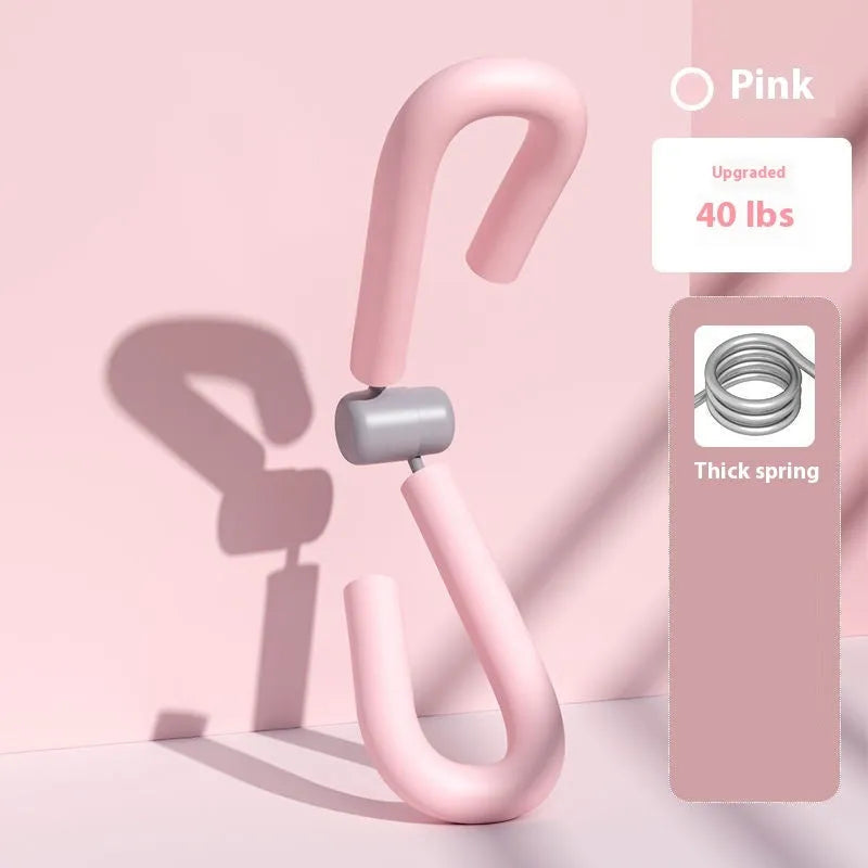Yoga four piece set showing leg stretching device, yoga ring, pedal tensioner and figure eight tension rope