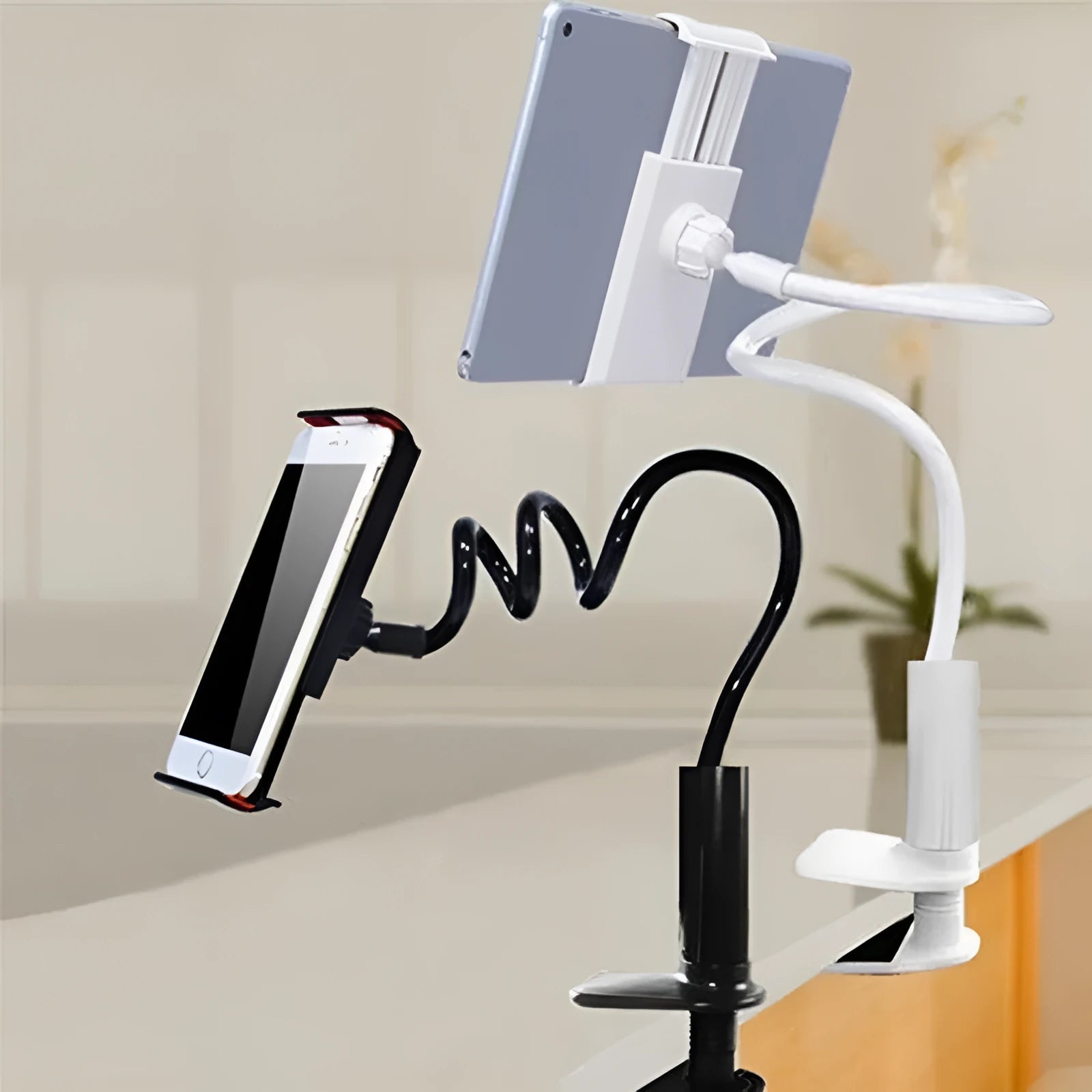 Flexible magnalium mount holder for smartphones and tablets with adjustable arm and suction base