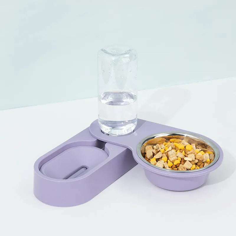Cat automatic drinking water bowl set rotatable two bowls corner design PET HIPD plastic grey green pink purple