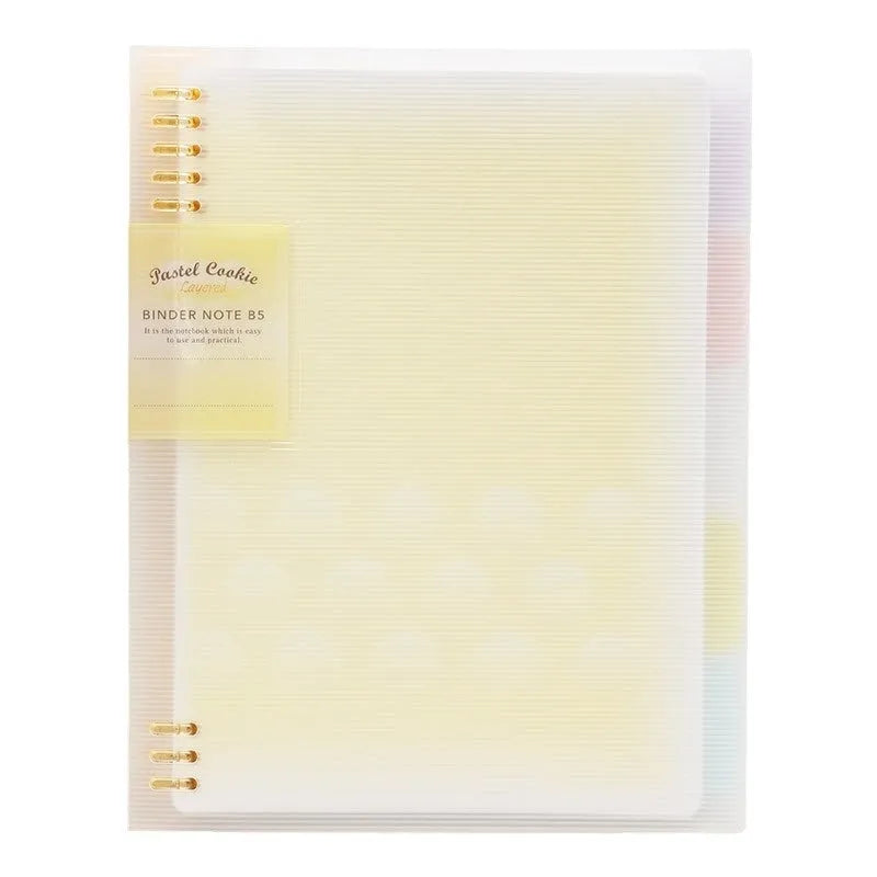 Loose spiral notebook with PP cover in pastel colour, showing removable A5 or B5 refill pages.