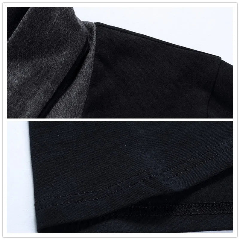 Men's long-sleeved V-neck t-shirt in cotton, slim fit, black colour option for spring and autumn