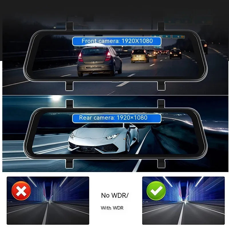 Black 9-inch universal touch screen dual camera wireless car GPS navigation system