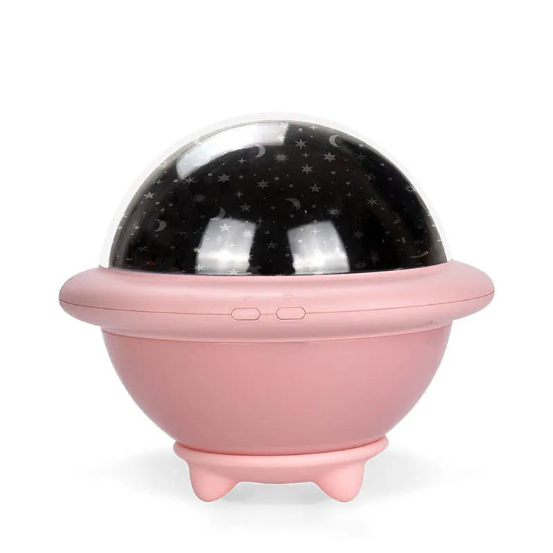 UFO-shaped starry sky projection night light in choice of colours with plastic construction