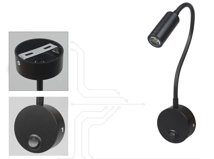 Ceiling painting lamp 1W LED black aluminium with 360-degree rotation for living room wall lighting