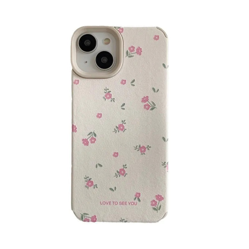 Veneer Pink small floral silicone phone case with embossed pattern for iPhone 13 Pro Max