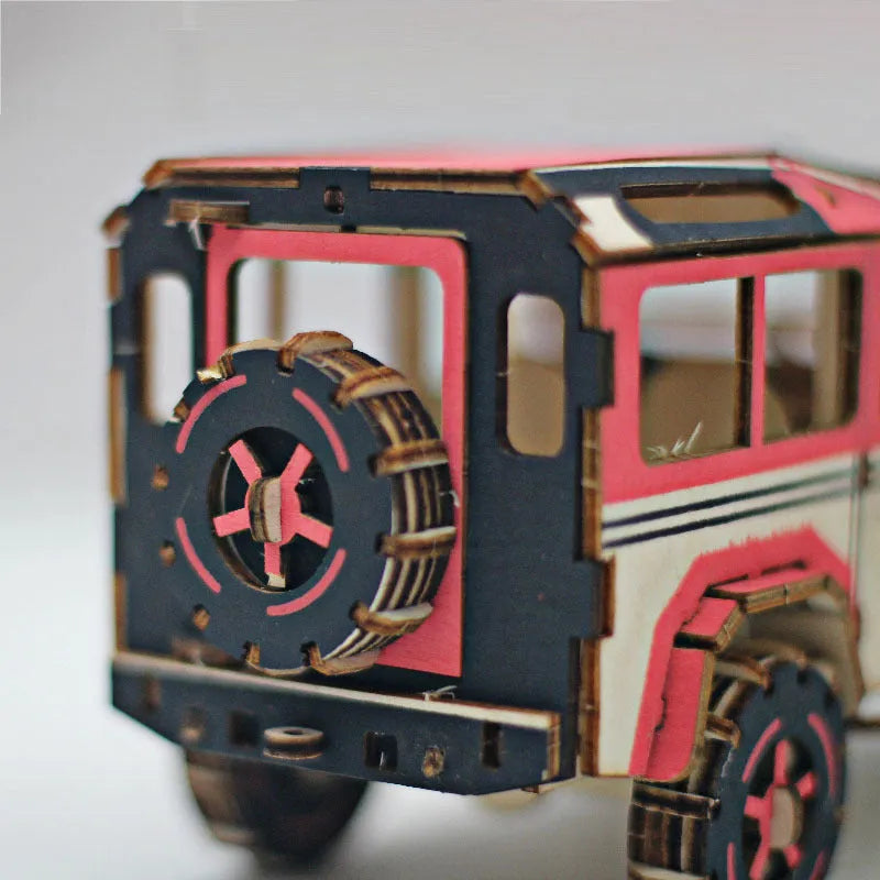 Wooden 3D three-dimensional puzzle DIY model kit in Ferrari, fire truck, Halle and SUV styles