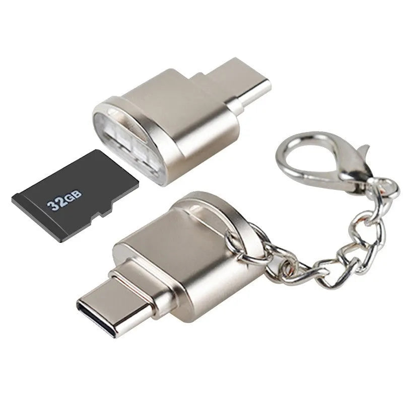 Gold metal micro USB TF card reader adapter for Android smartphones