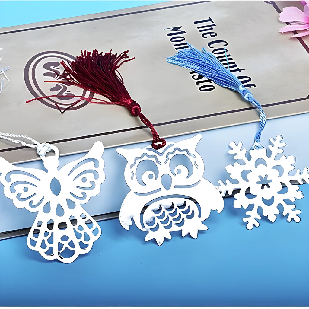 Stainless steel cartoon bookmark with simple modern design, available in multiple colours and shapes