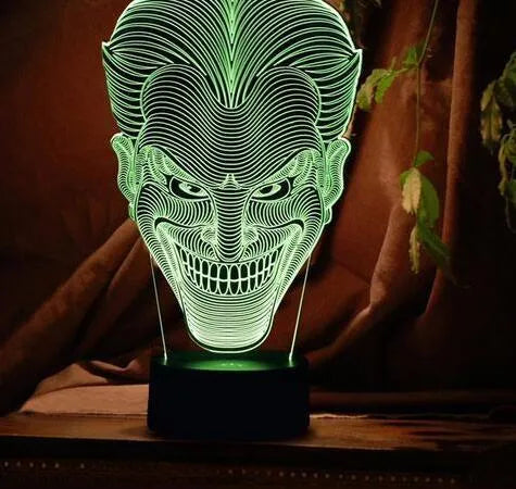 USB-powered acrylic 3D LED table lamp showing multiple colour display with remote control