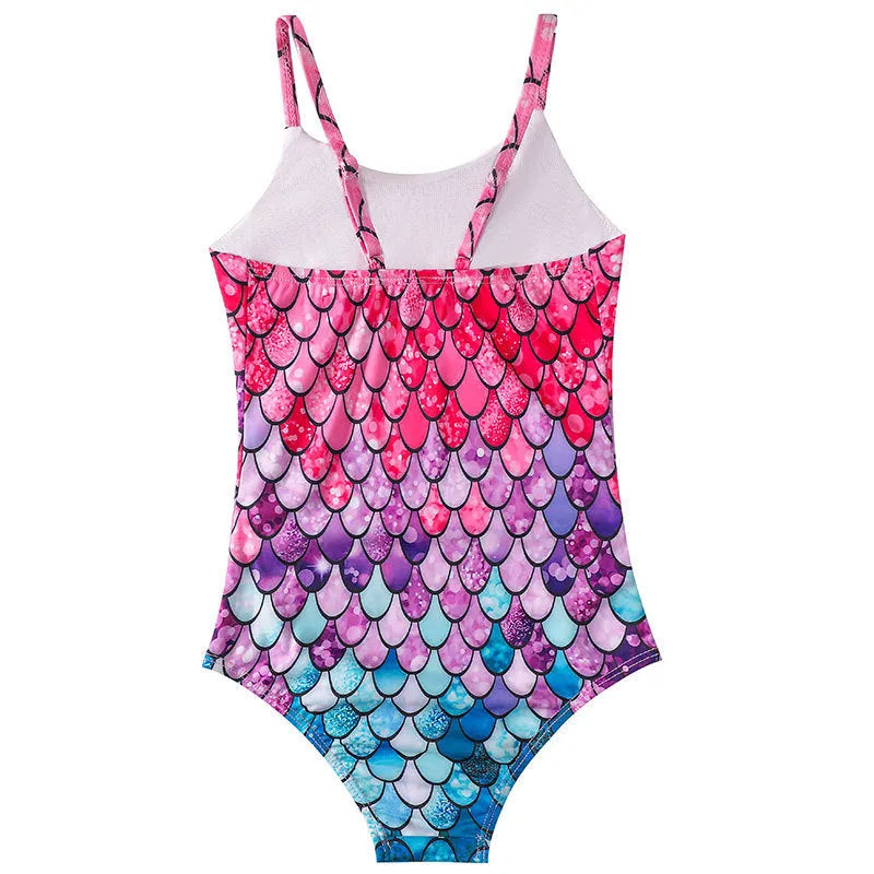 Children's mermaid one-piece swimsuit in polyester with high elasticity