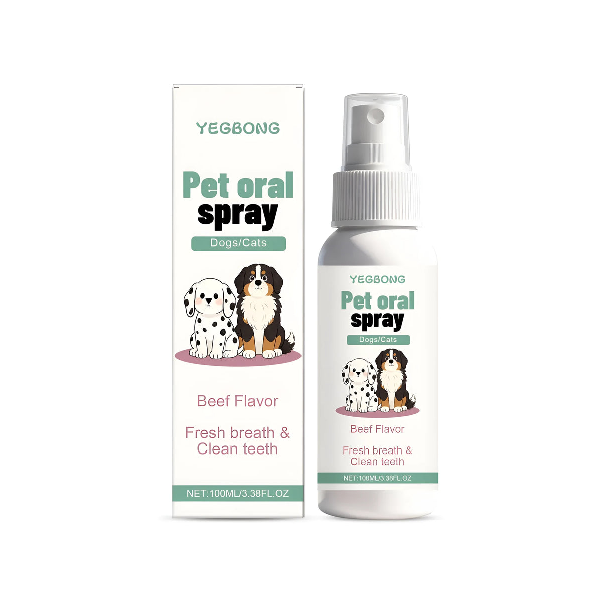 Pet oral spray 100ml bottle with honeysuckle and menthol for dogs and cats