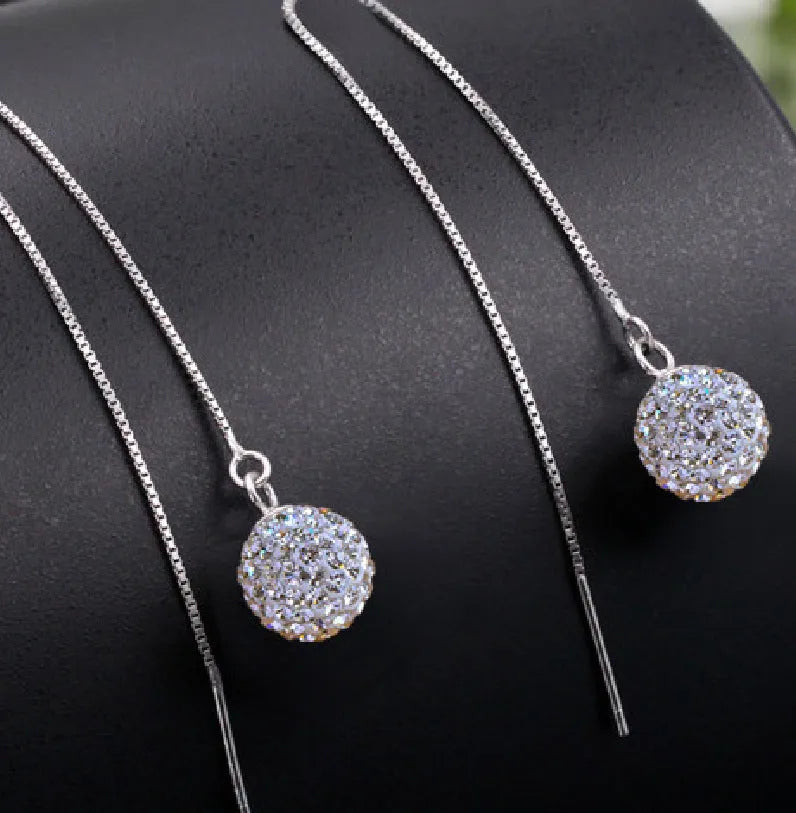 Silver geometric Korean style crystal earrings for women individually packed gift
